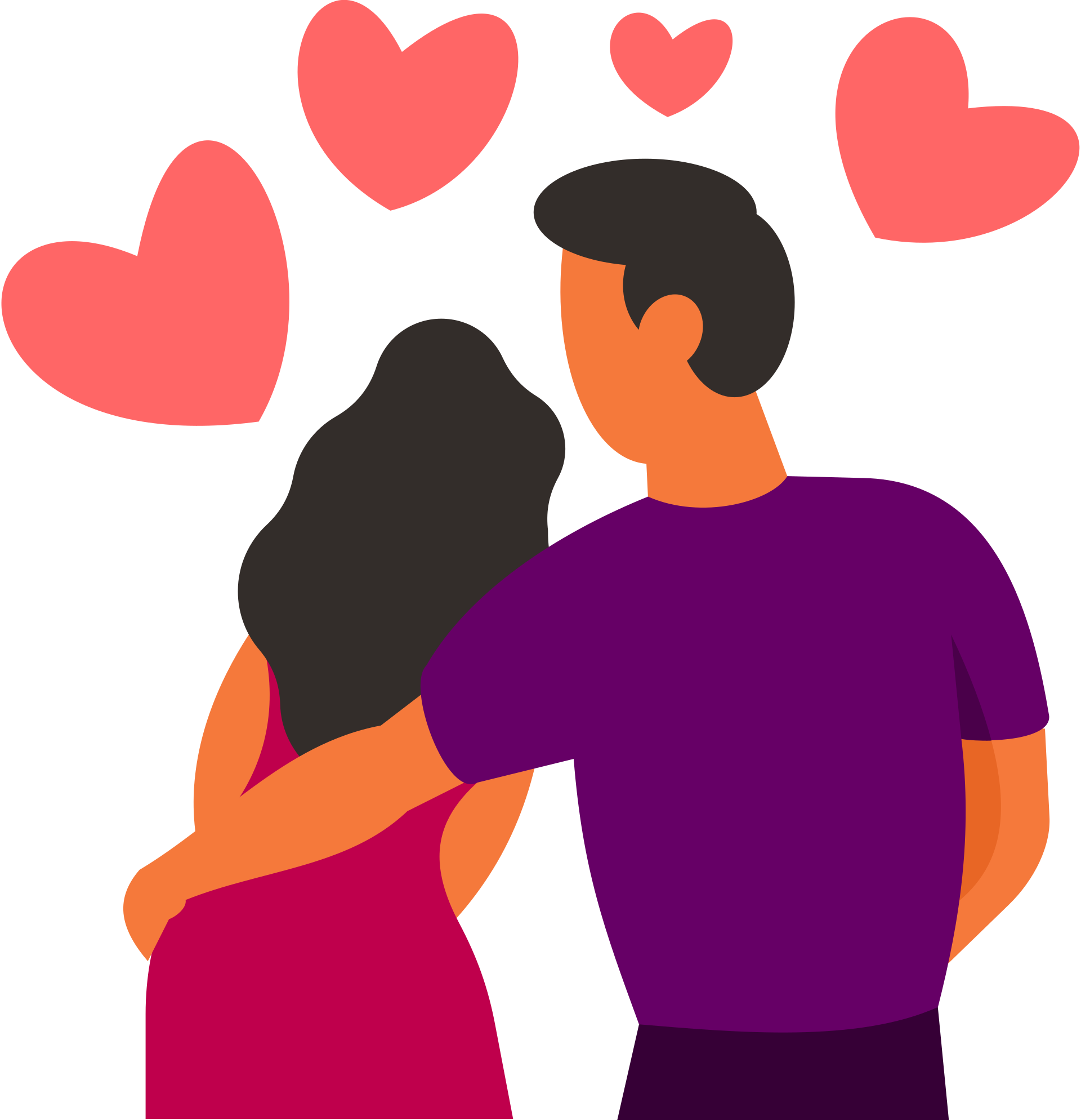 Romantic Couple Illustration with Floating Hearts | Love & Relationships Vector Art