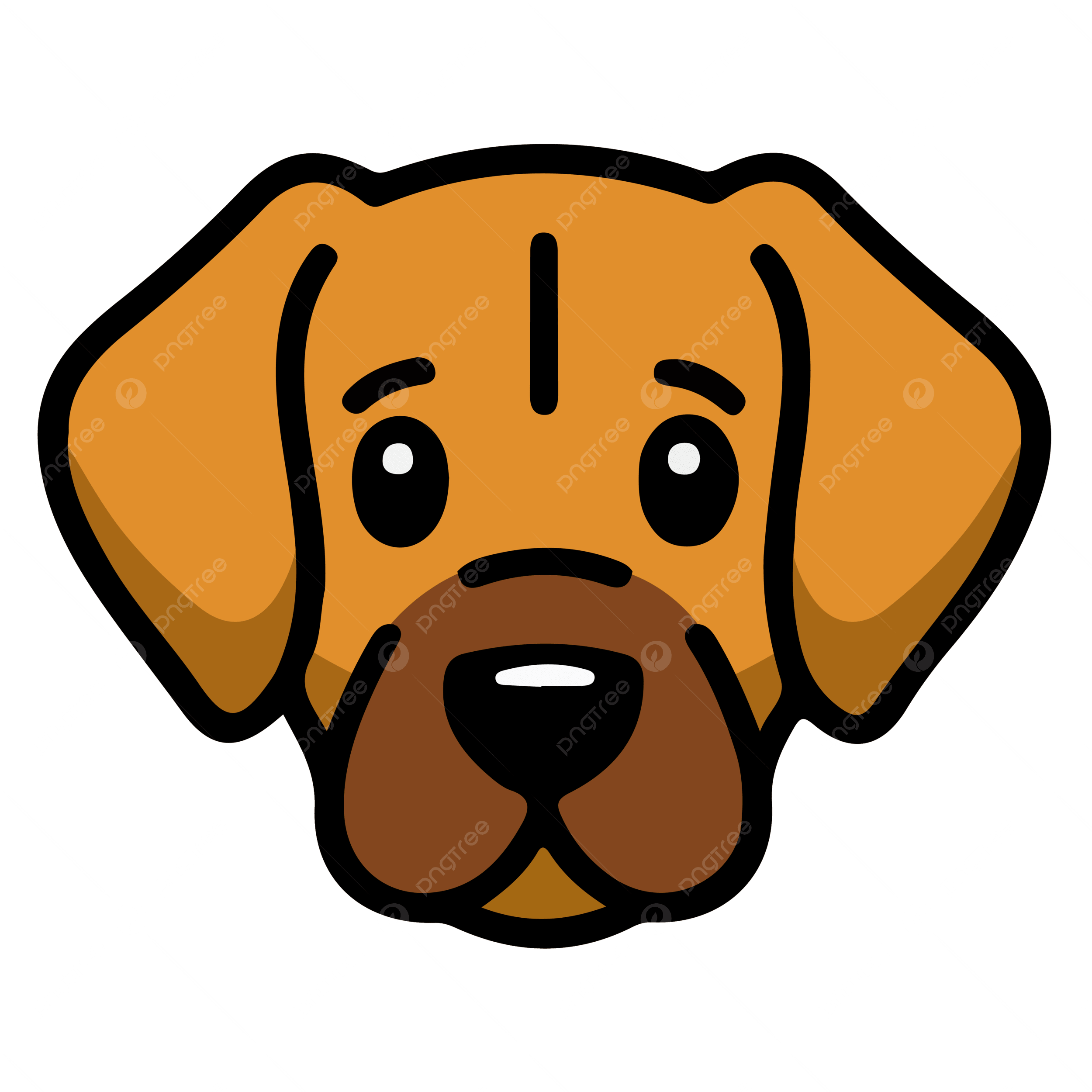 Cute Sad Dog Face Cartoon Illustration - Vector Art