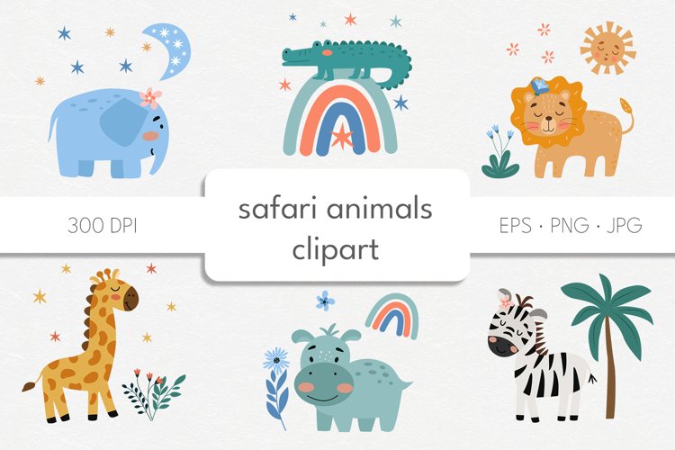 Cute Safari Animals Clipart Set - High Quality Vector Art