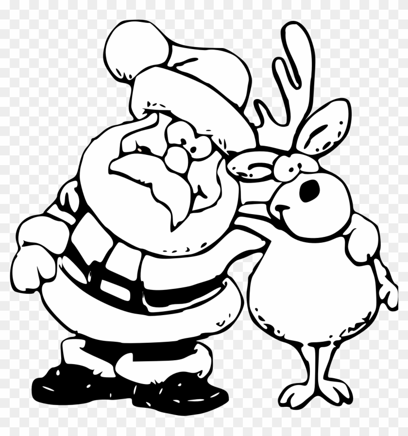 Santa Claus and Reindeer Coloring Page | Free Christmas Clipart