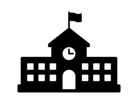 School Building Icon - Educational Facility Vector Graphic