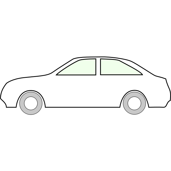 Simple Car Outline Illustration - Side View Sedan Clip Art