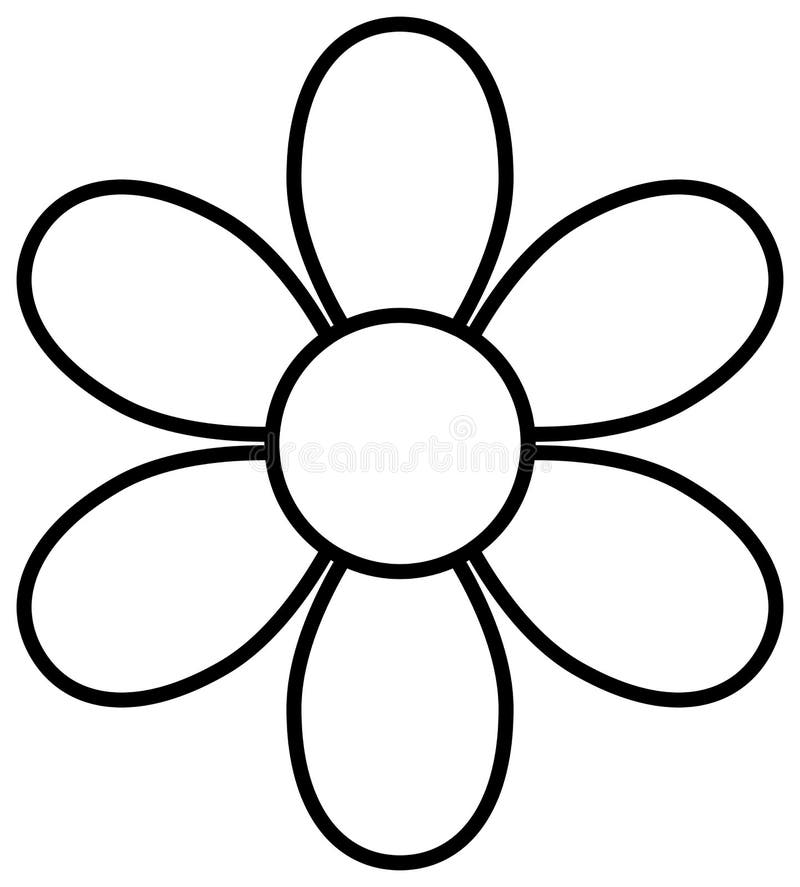 Simple Flower Outline - Free Black and White Flower Drawing for Coloring