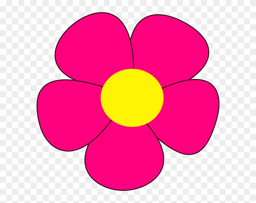 Simple Pink Flower Clip Art with Yellow Center