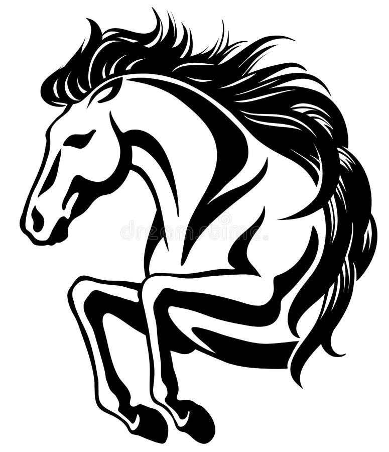 Dynamic Horse Illustration - Black and White Vector Art