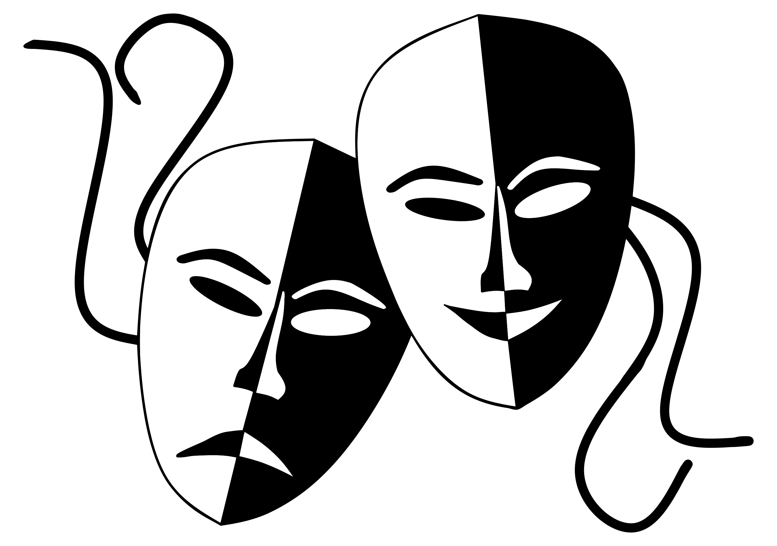 Theatrical Masks Vector Illustration - Drama Symbol