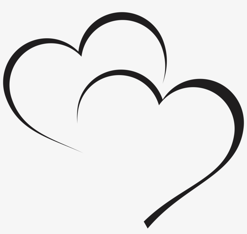 Two Overlapping Hearts Line Art - Elegant Calligraphic Design