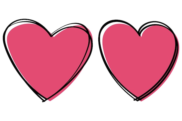 Hand-Drawn Pink Hearts Clipart & Vector Illustration | Free Download
