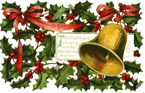 Vintage Christmas Bell and Holly Illustration | Free Holiday Clip Art