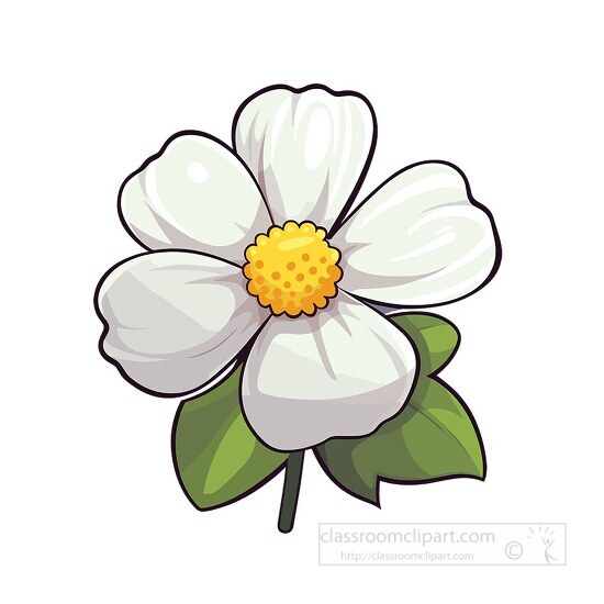 White Flower Clipart - Simple Cartoon Illustration