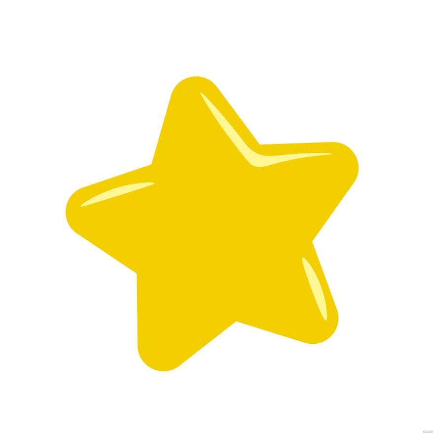 Bright yellow glossy five-pointed star icon with white highlights on a white background.
