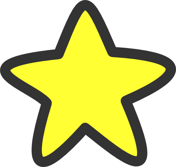Yellow five-pointed star clip art with a thick black outline.