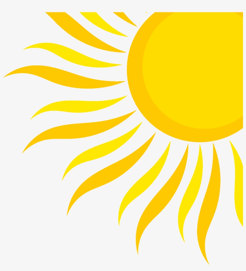 Stylized bright yellow sun with wavy rays on a white background.