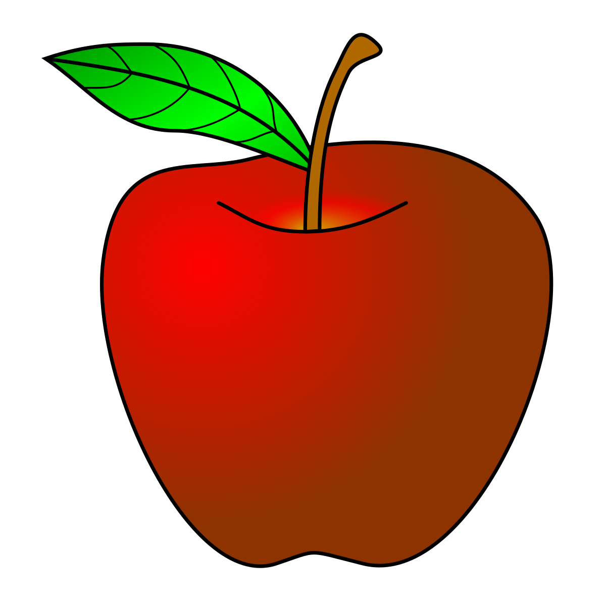 Fruit Clipart-green apple with leaf and stem clip art - Clip Art Library