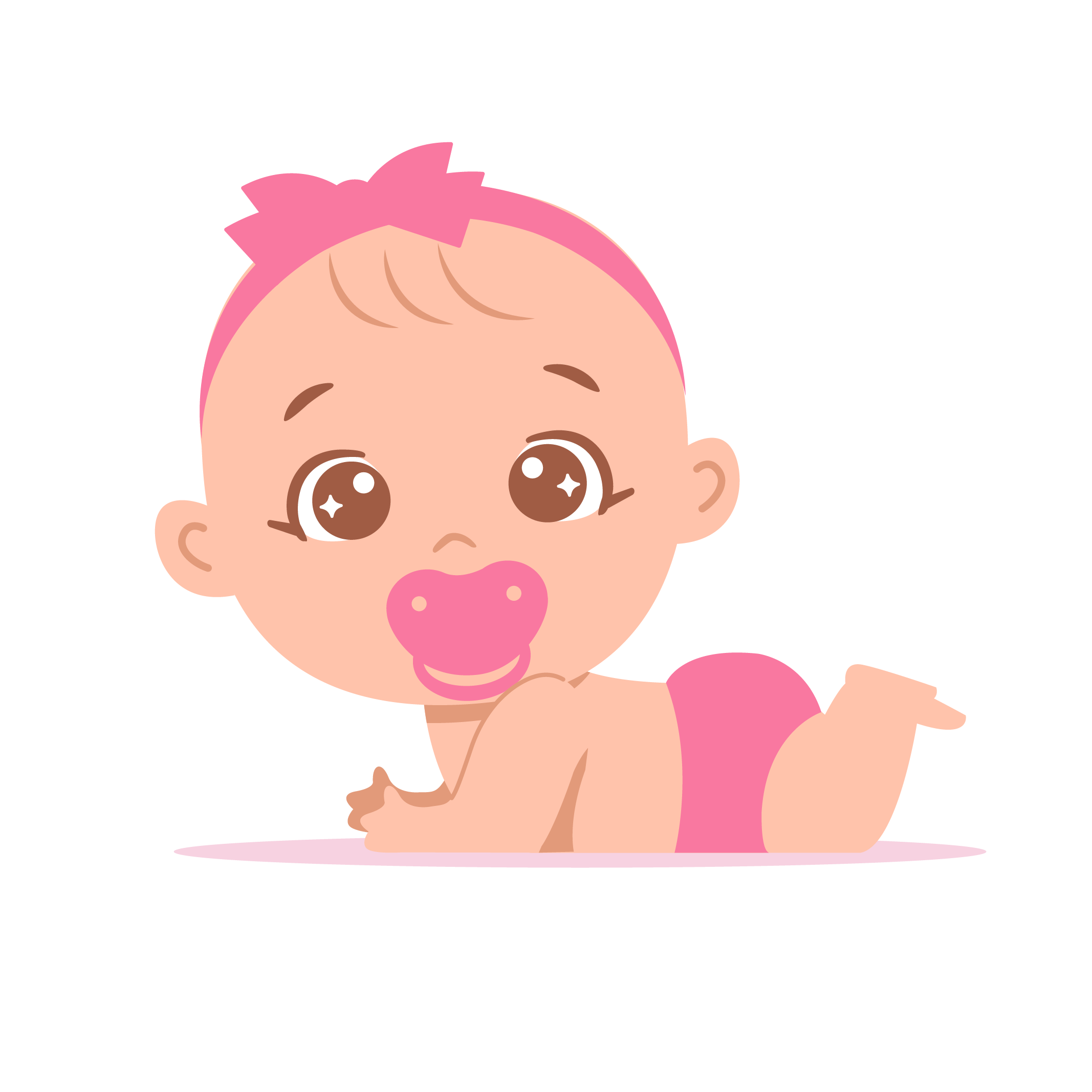 Baby Clipart-cartoon baby boy with a blue shirt and brown hair