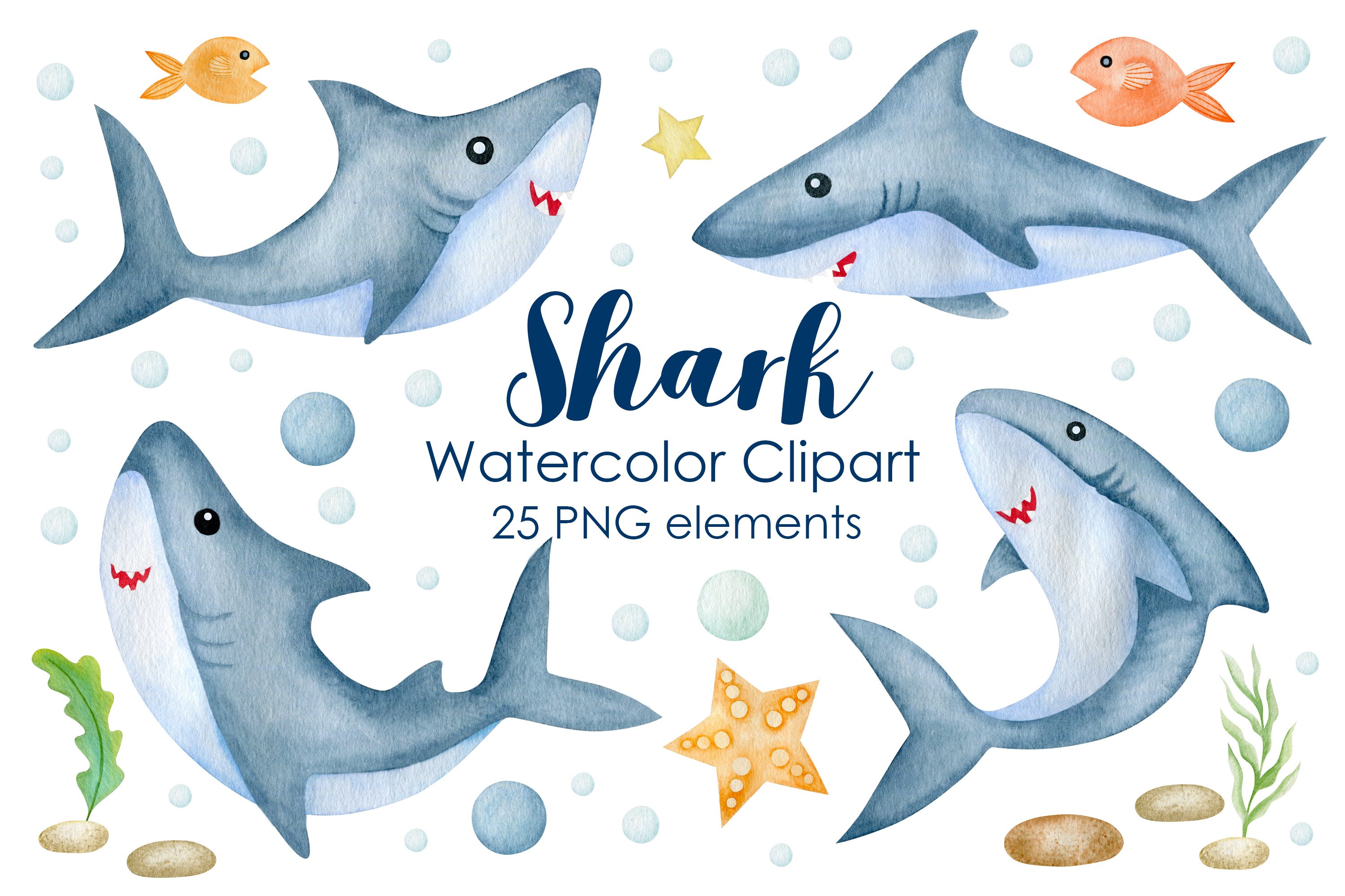 Cute Shark underwater cartoon. Shark clipart vector illustration - Clip ...