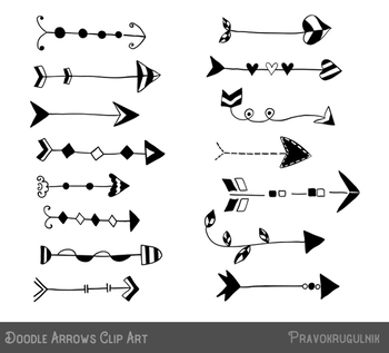 Hand drawn ink arrow illustration in sketch style. Business doodle 