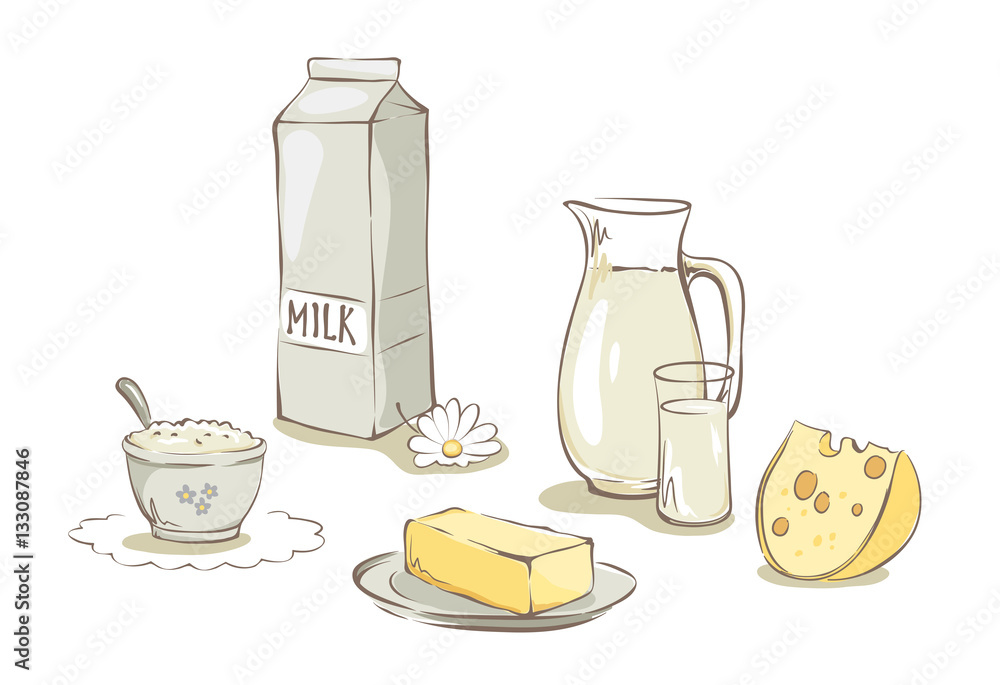 Watercolor Dairy Clipart, Dairy Graphics, Milk Clipart Milky