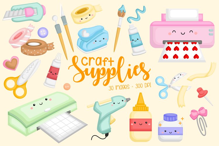 Watercolor Craft Clipart, Crafting Clipart, Craft Tools Clipart