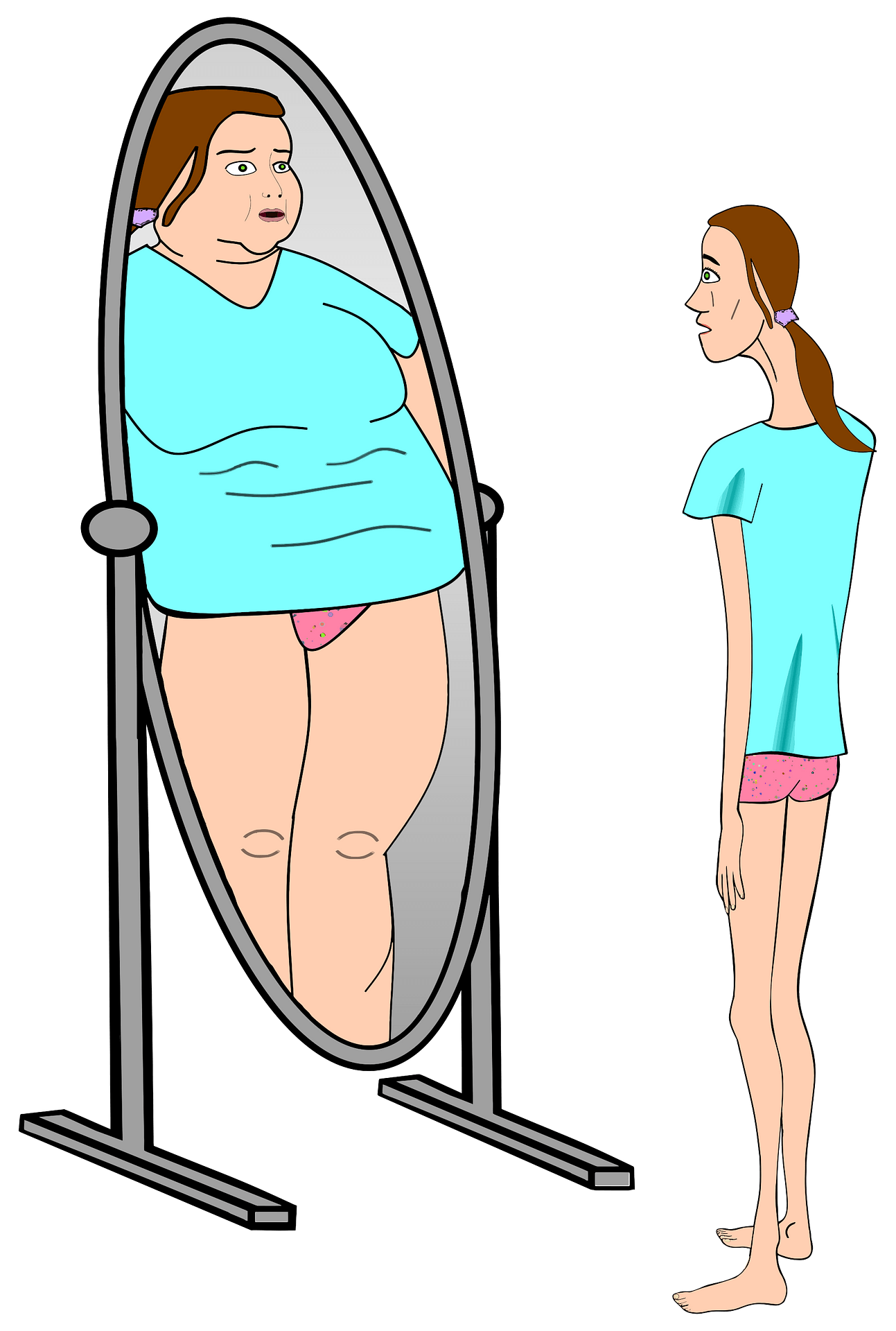 Woman Afraid Of Food, Anorexia Eating Disorder Royalty Free SVG 