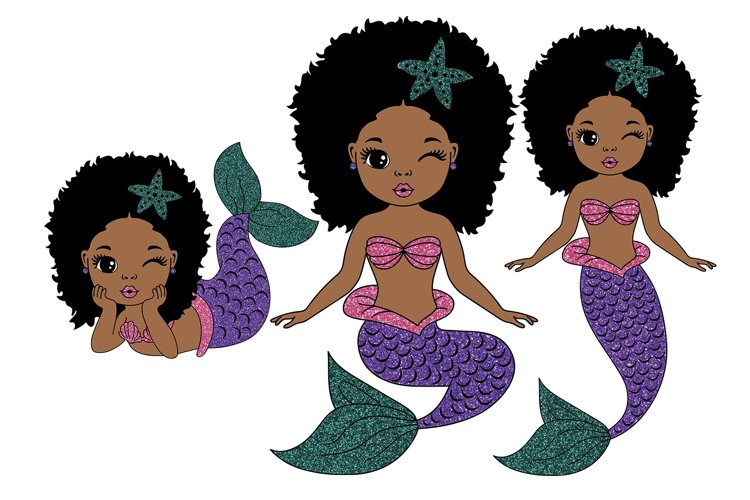 black mermaid clipart
