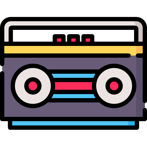 Illustration of a cassette player, walkman, cassette, retro 