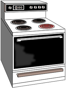 Cute vintage stove top cartoon vector illustration motif set. Hand 