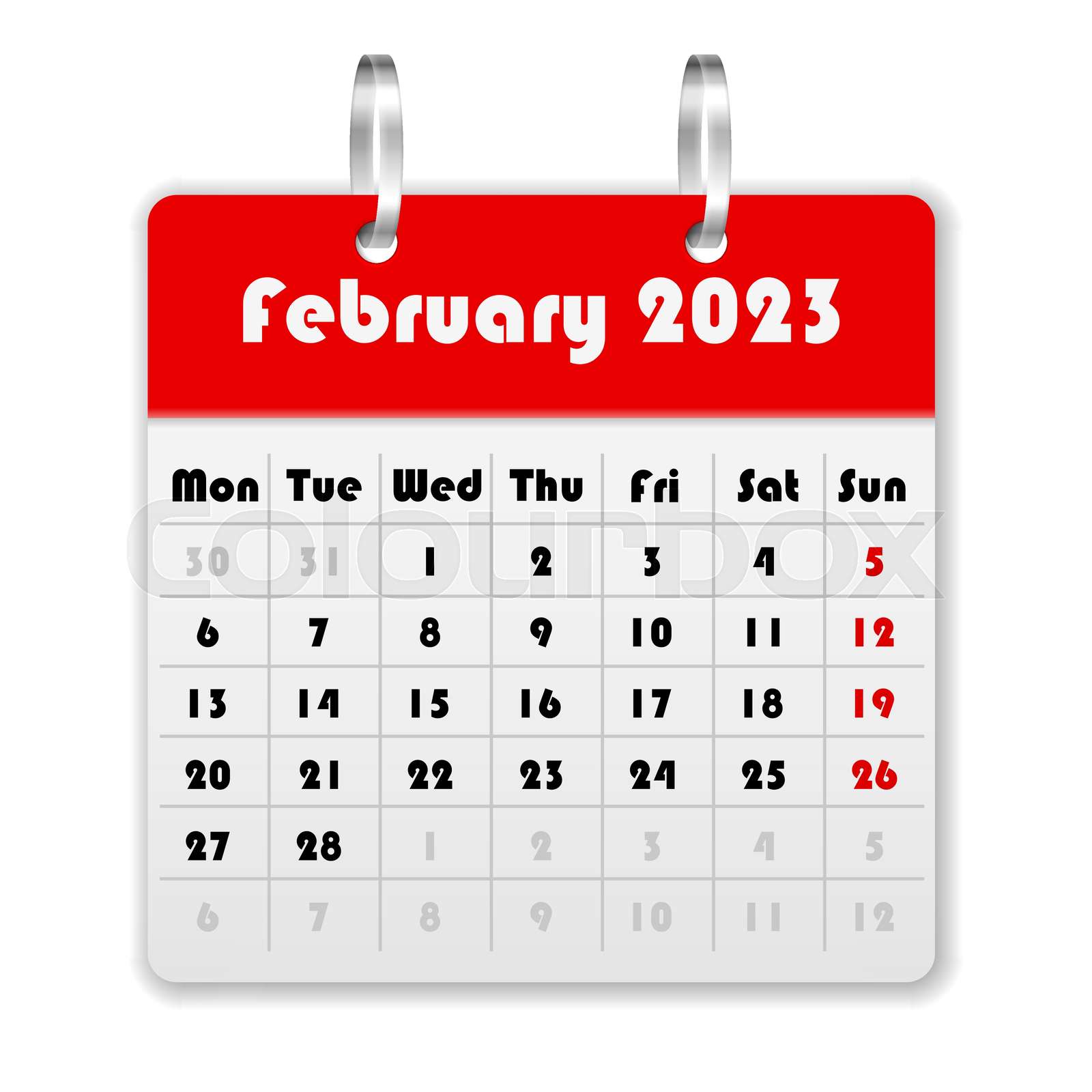 Calendar clipart february 2023 calendar with days of the week with
