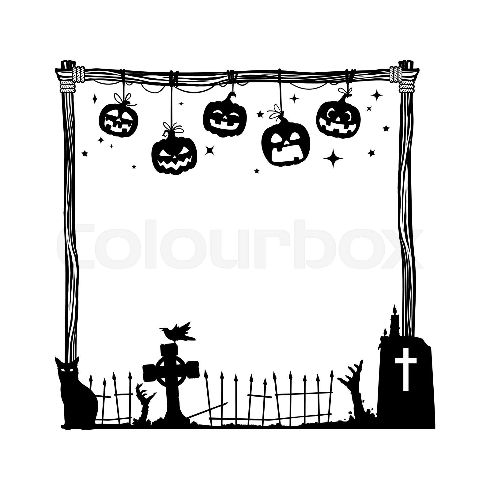 Halloween Borders Vector Design Images, Halloween Black Cartoon - Clip ...