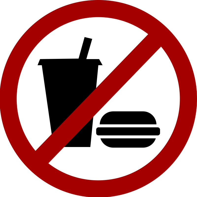 No food and drink sign. Silhouette hamburger in black circle. Sign ...