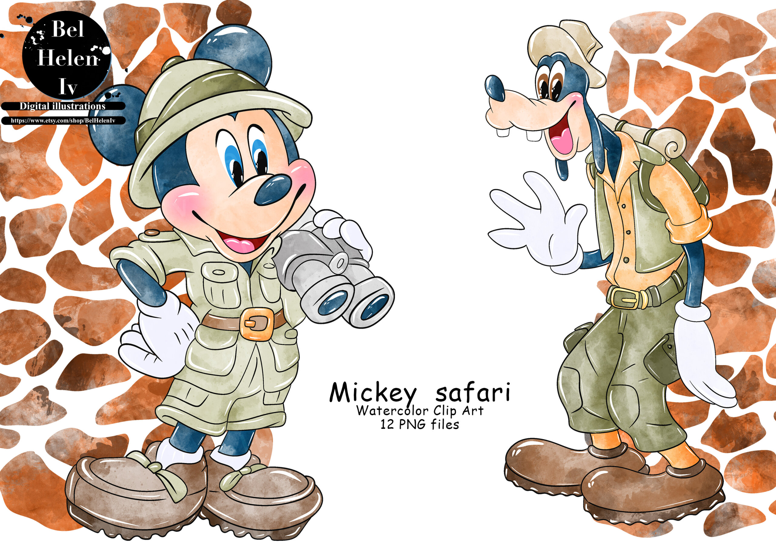 Mickey Mouse Png Mickey Safari Clipart Mickey Safari Png Etsy Clip