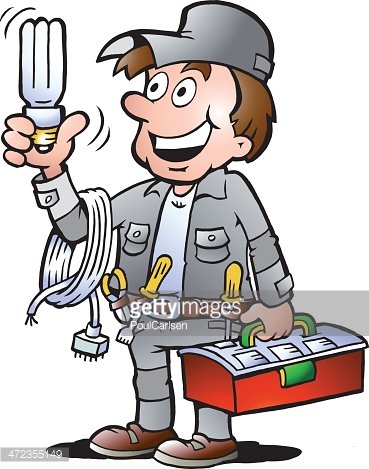 Electrician Electric Worker Work Technician Tech Electrician Black 
