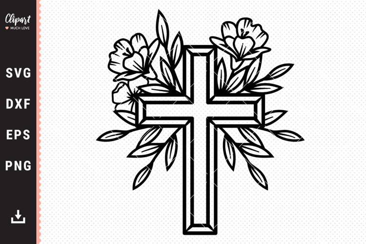 cross with flowers clipart