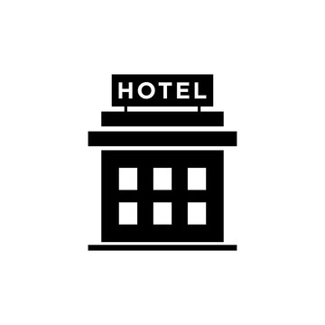 Hotel building outline. Vector line-art illustration isolated on - Clip ...