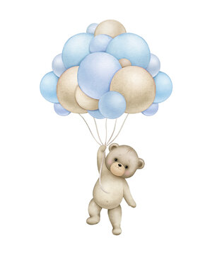 teddy bear with balloons clipart