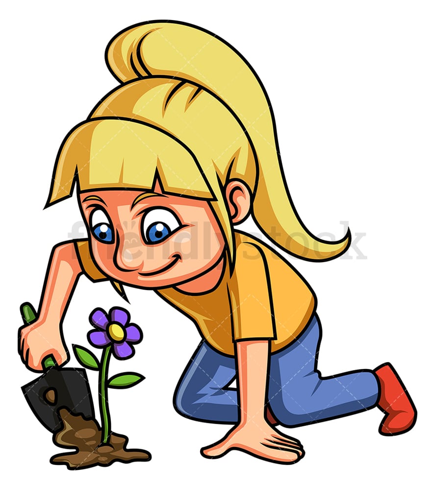planting flowers clipart