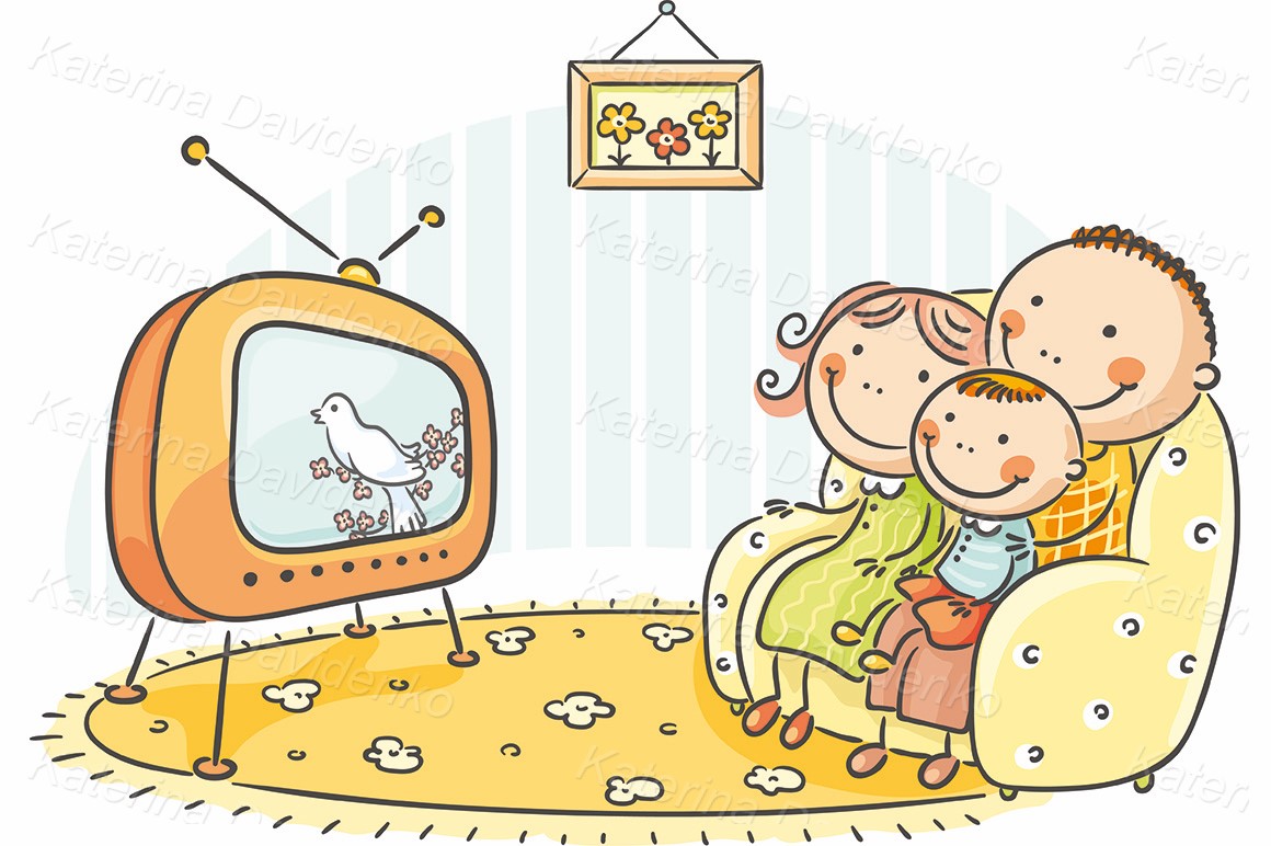watching tv clipart