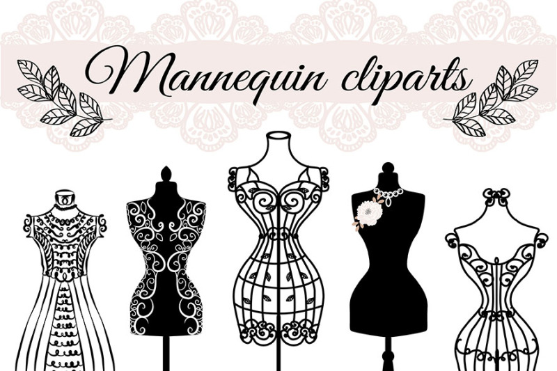 Buy 3 Get 1 Free Mannequin Clipart, Dressform Clip Art, Dress