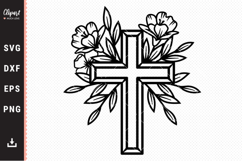 cross with flowers clipart
