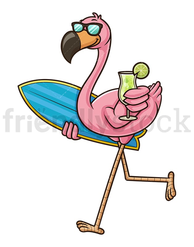 drunk flamingo clipart