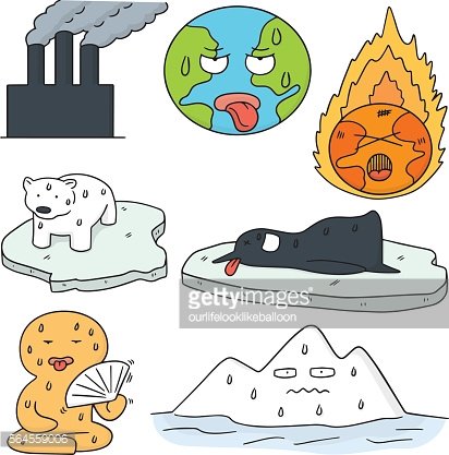 Global Warming Clipart Transparent Background, Hand Drawn Cartoon 
