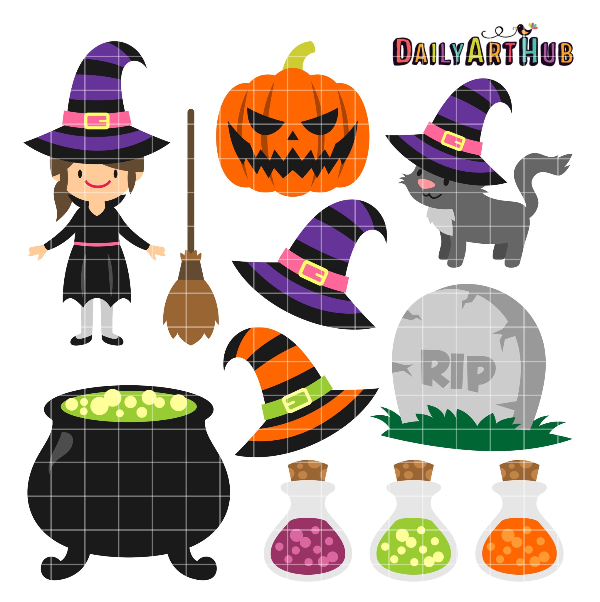 Halloween Clipart-young child wears a witch halloween costume - Clip ...