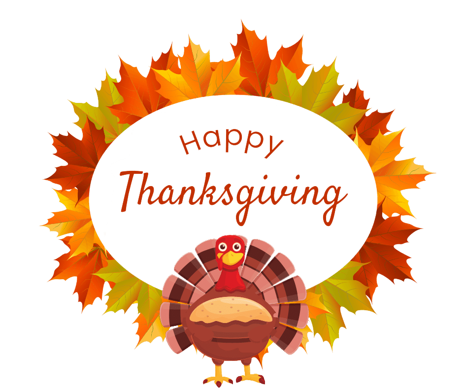 Happy Thanksgiving Day with Turkey PNG Clip Art Image​