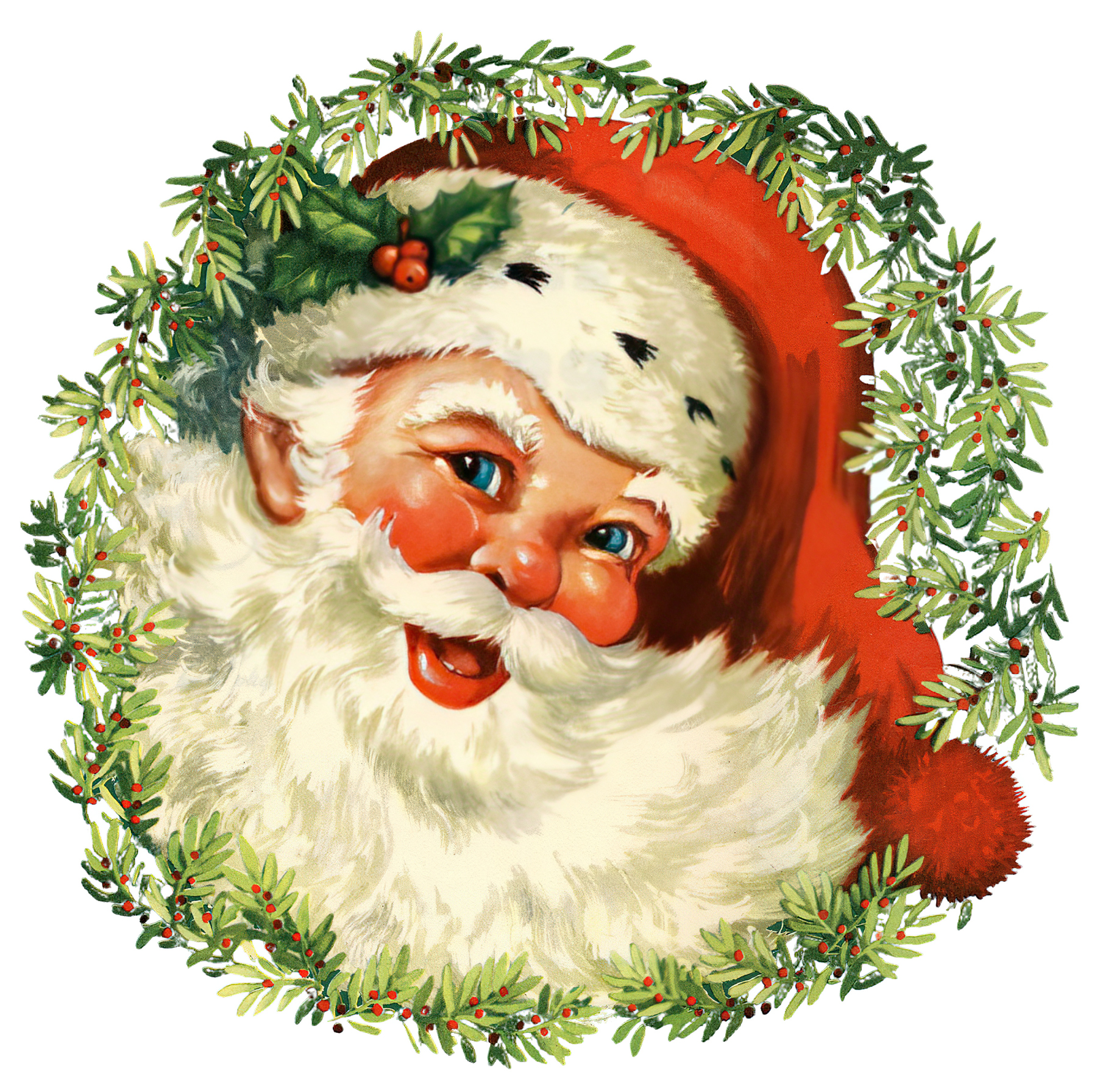 Digital Vintage Clipart | Santa #3 Pink