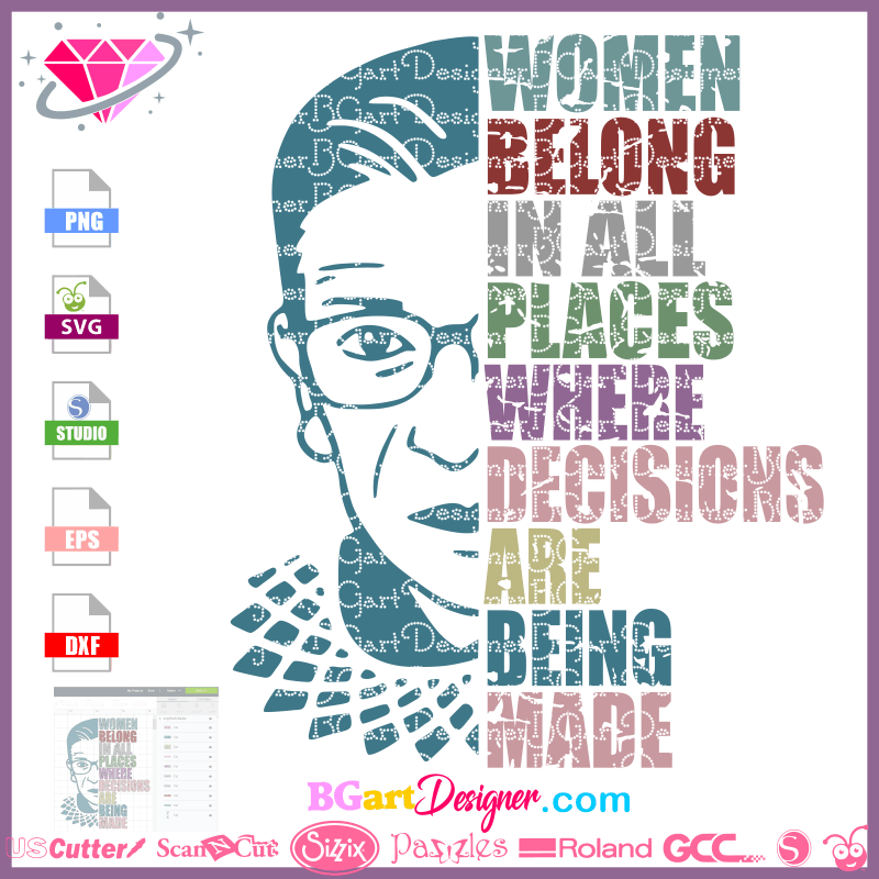 Ruth Bader Ginsburg Portrait With Crown Embroidered Iron On Patch 