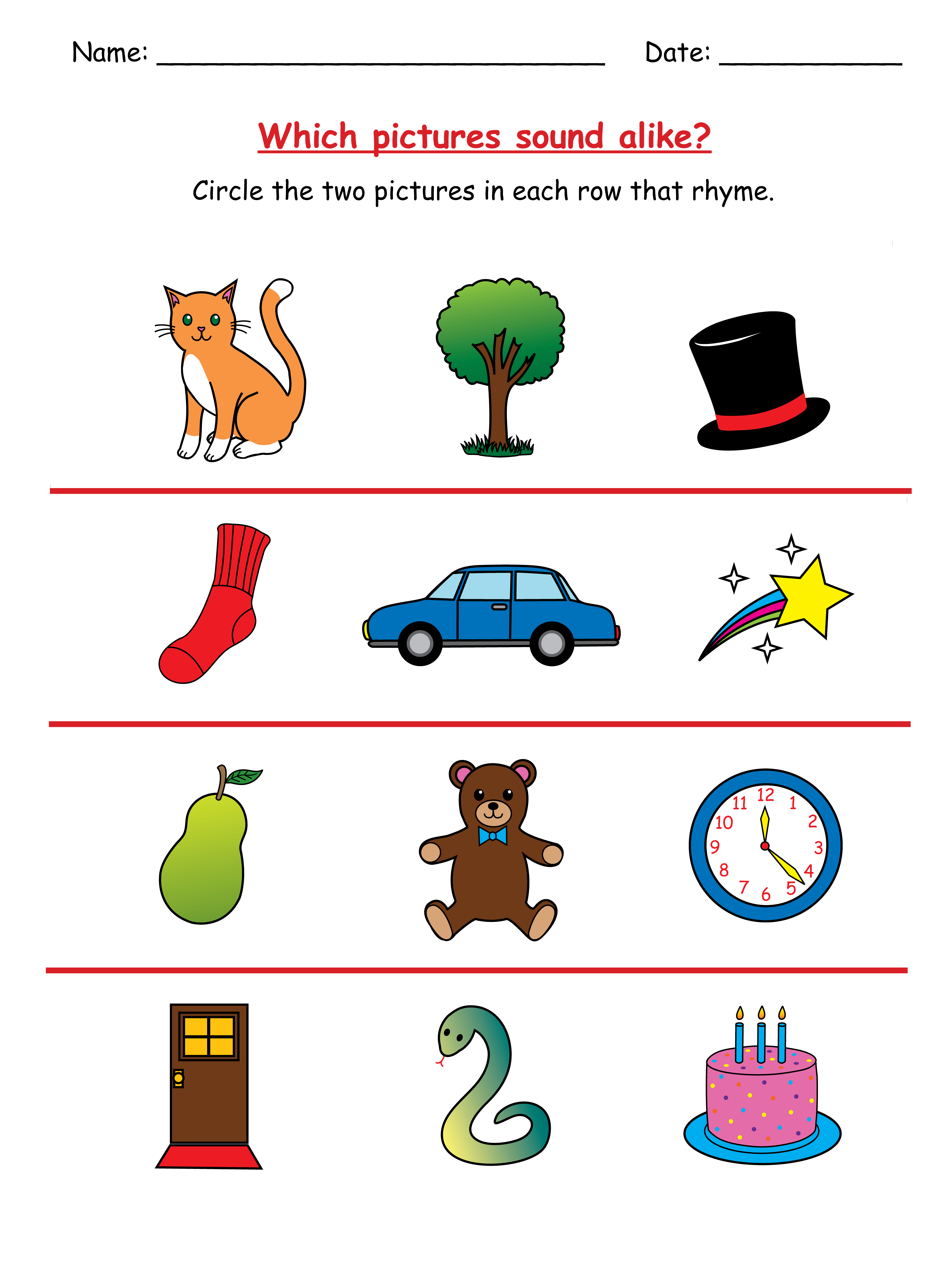 rhyming words clipart