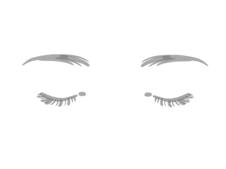 Closed eye with eyelashes and eyebrow line icon, human body 