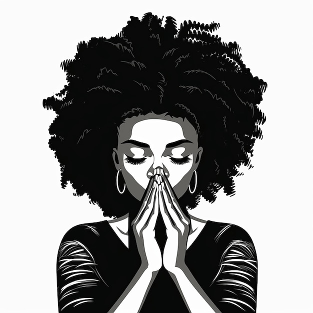 Black Girl Clipart, Black Girl Praying, Black Woman Praying