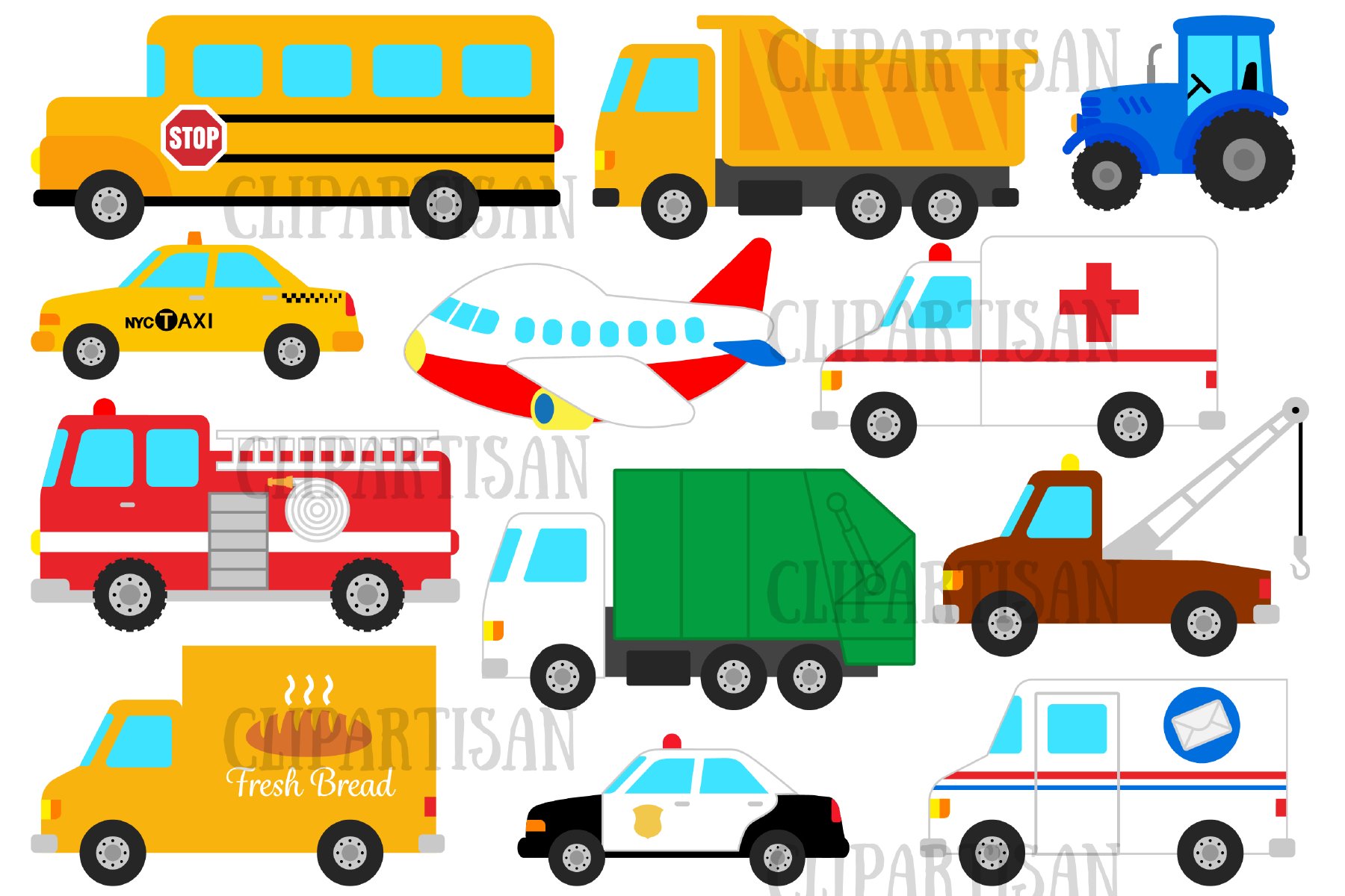 Transportation Clipart, Community vehicles, Cars Clip Art, Truck, van ...