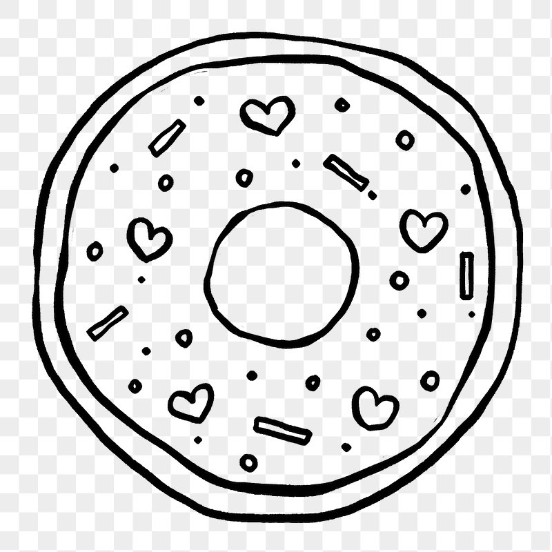 black and white donut clipart